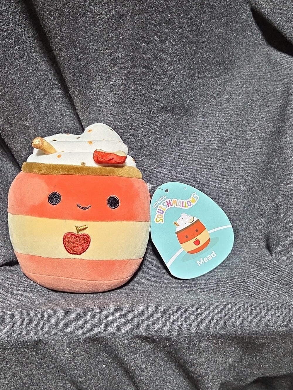 Squishmallows Apple Cider Plush - Red, Cream, Gold Accent